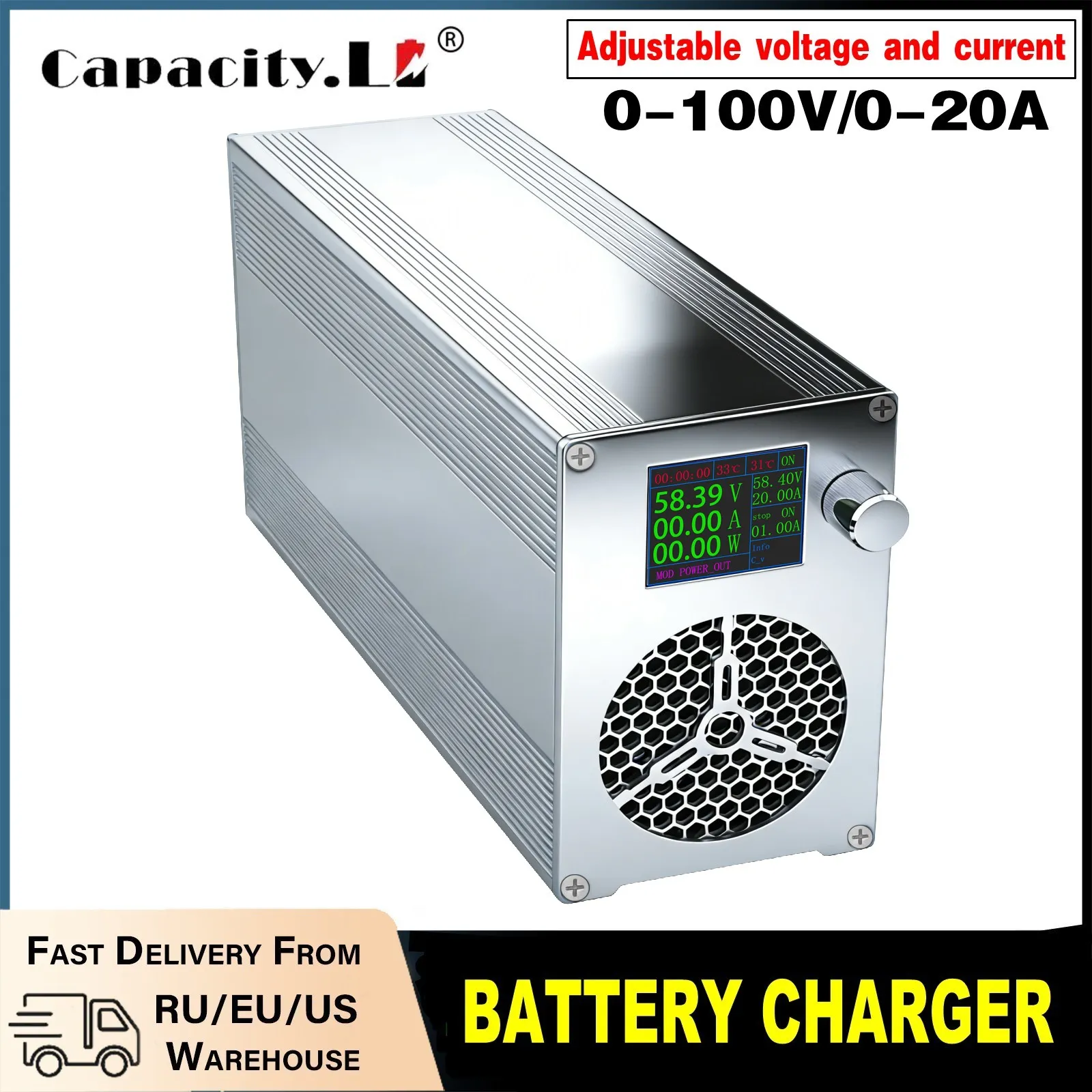 12V24V48v72v84v100V LifePO4 충전기 20A40A 고속 배터리 충전기 LifePO4에 적합한 조절 가능한 고출력 어댑터