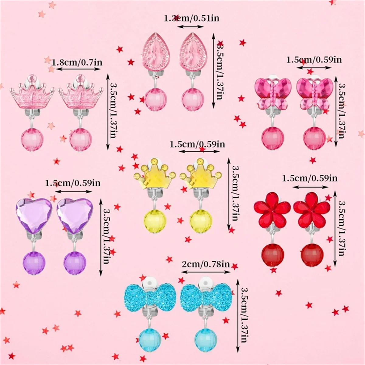 Korean Style Kids Ear Clip 7 Pairs Lovely Cartoon Animal Ear Clip No Piercing Earring Ring for Girls Children Gift Jewelry