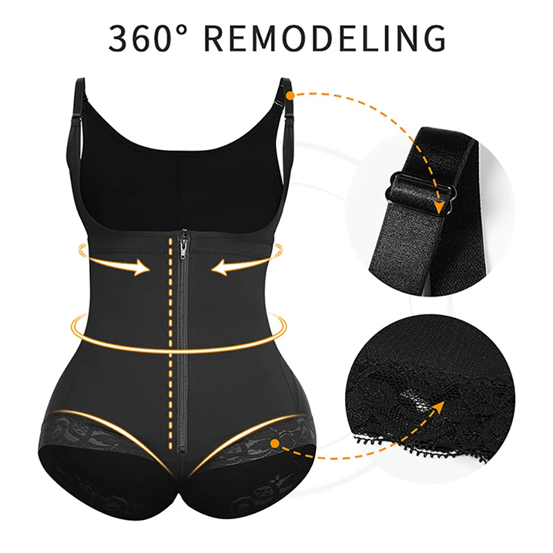 Full Body Shapewear for Women Tummy Control Fajas Reductoras Body Shaper Zipper Open Bust Bodysuit Hip Enhancer Waist Trainer