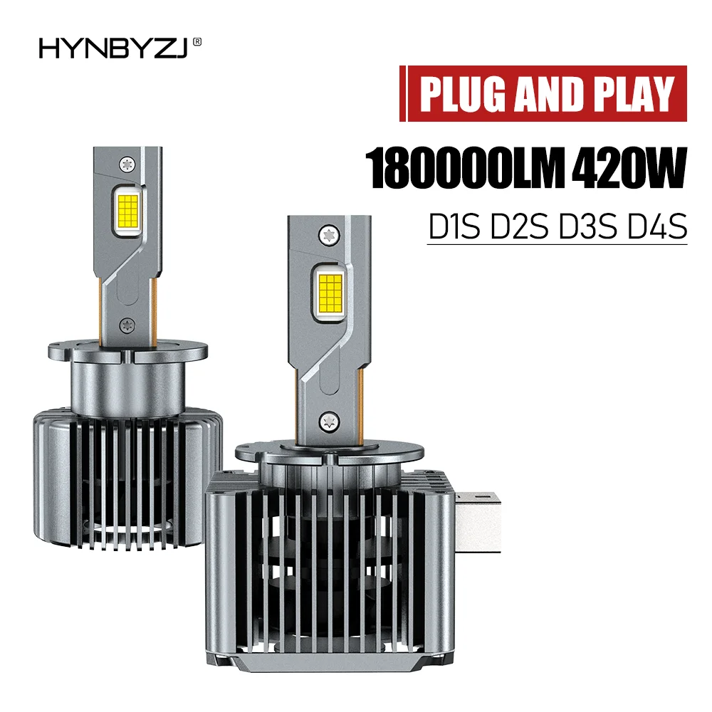 

HYNBYZJ D1S D3S LED Headlights HID D3S D2S D4S 180000LM 420W D1R D2R D3R D4R CANBUS Led Two-sided CSP Chip 6000K Plug&Play