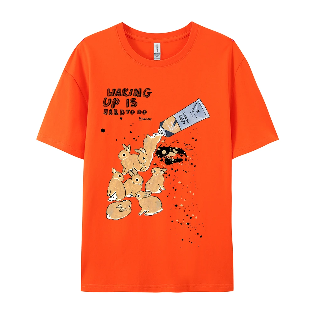 Amerikanisches Retro-Kaninchen-Druck-Kurzarm-T-Shirt für Damen und Herren im Harajuku-Lazy-Style, reine Baumwolle, vielseitiges Rundhals-T-Shirt – Detail 18