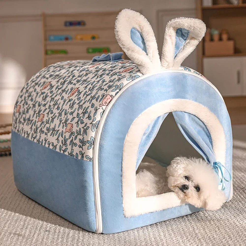 

Dog House Cozy Cave Washable Cat Handheld Tent Bed Enclosed Litter Box Four Seasons With Soft Cushion Warm For Medium Baby Nest