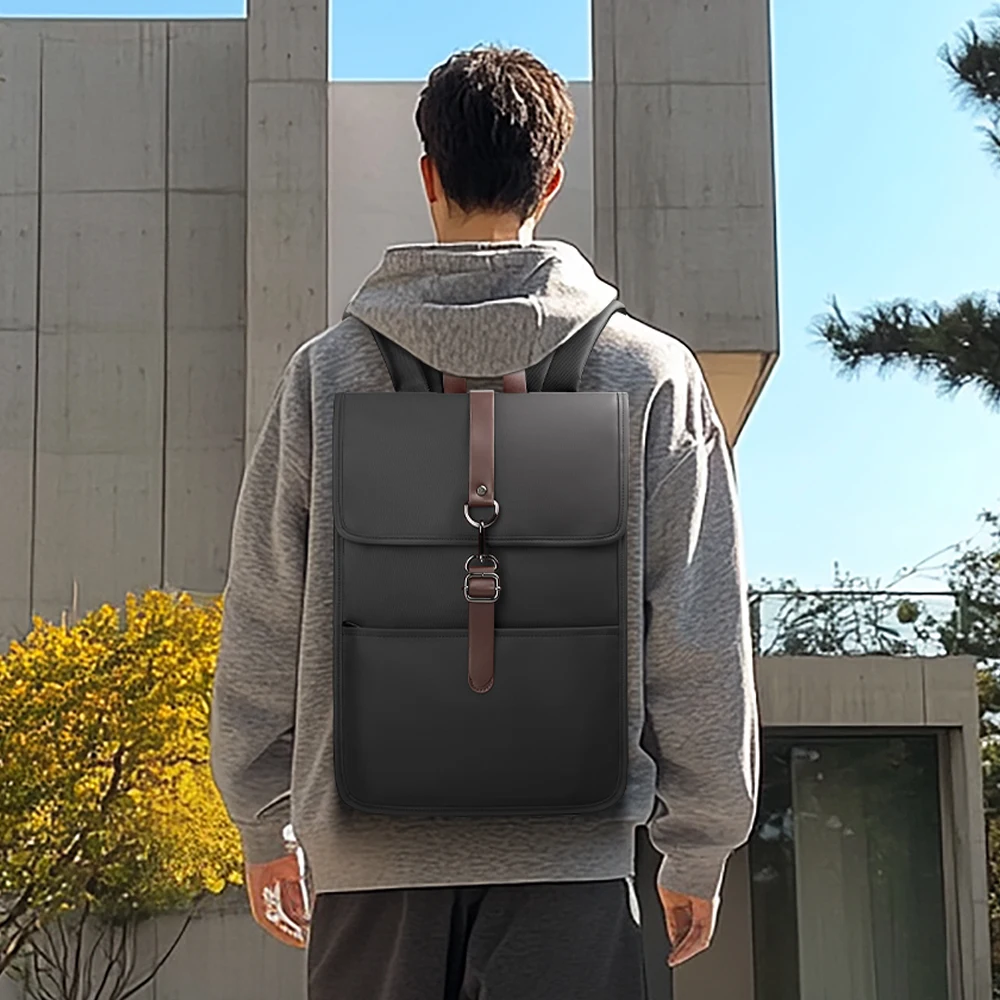 남성용 HK 클래식 비즈니스 배낭 USB 방수 대학 학교 가방이있는 캐주얼 15.6 인치 노트북 가방 작업 사무실 배낭 이미지 3