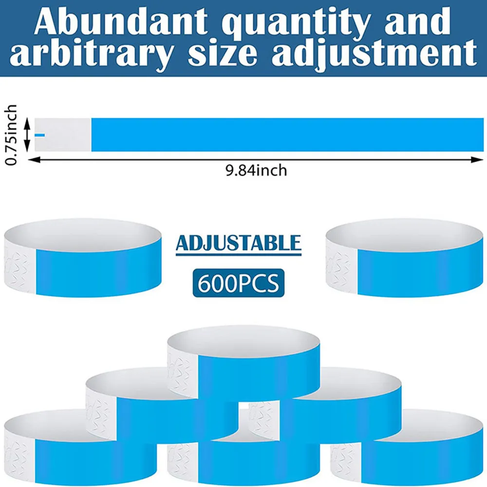 Waterproof Paper Bracelets Event Wristbands Colorful Wrist Party Bands Armbands for Events Party Festivals Concerts 600pcs