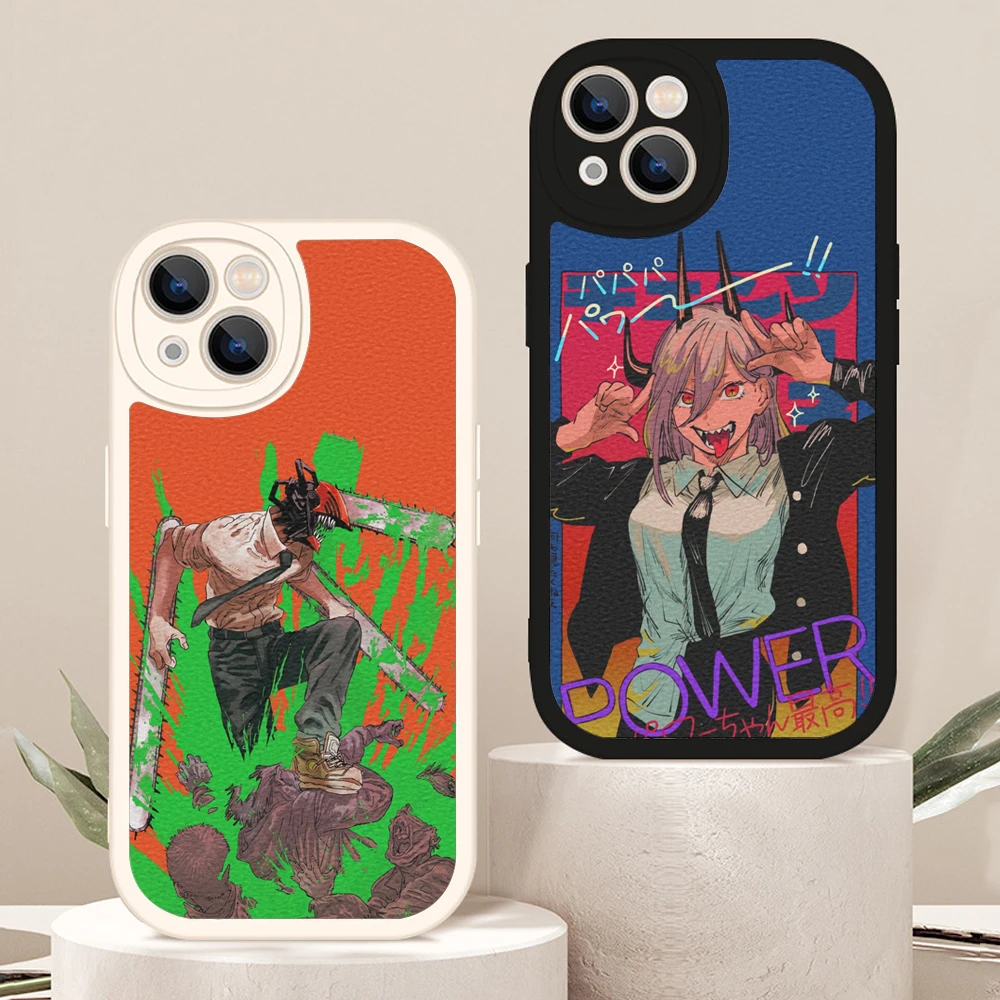 Per Iphone Cute Cartoon Chainsaw Man Pattern Custodia Per Telefono Per Iphone 13 12 11Pro Max Mini 8Plus X Xs Xr Cover Protettive In Pelle Di Agnello