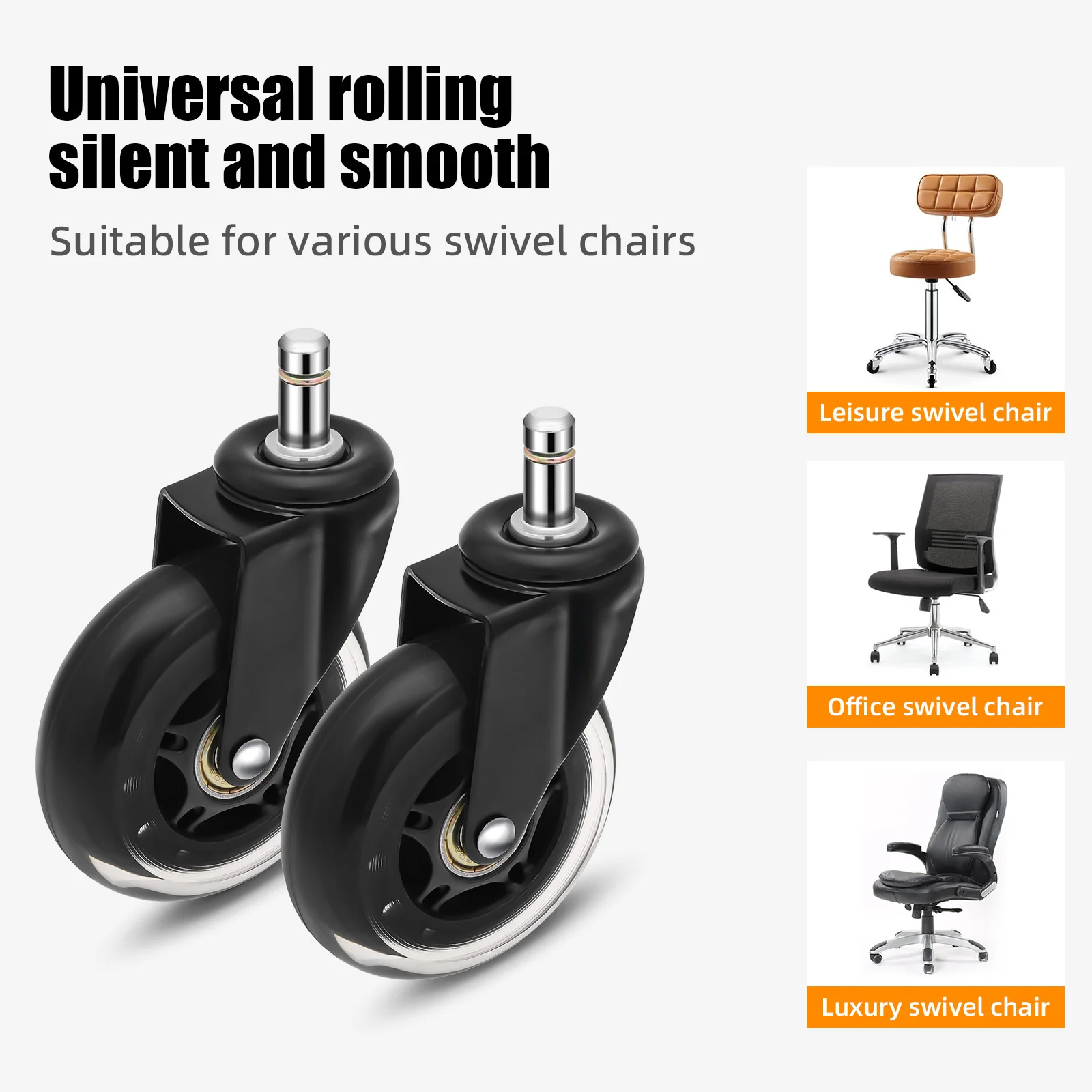 5PCS Universal Mute Caster 50KG Wheel 10mm 11mm Replacement Office Chair Swivel Rollers 360 Degree Wheels Furniture Hardware