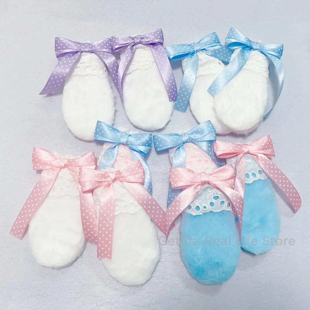 Italife Fluffy fur Ears with Bow for Itabag Decoration Women Kawaii Pink Blue 15cm Ear Hanger Buckles Ita bag Accessories H353