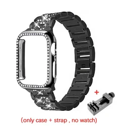Elegant Women's Bracelet - Style Chain Strap with Metal Band - 42mm Series 10 (Black)