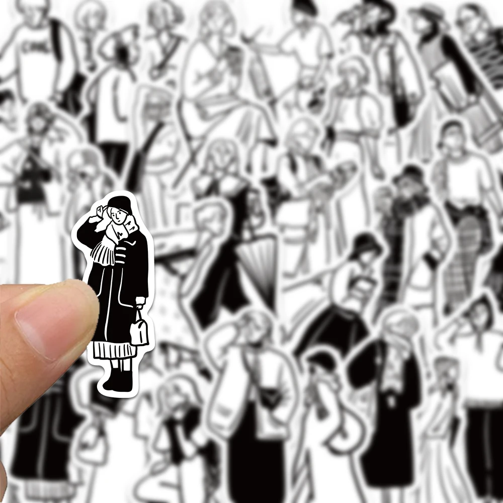 30개 미니멀리스트 캐릭터 스티커, 여행 가방, 휴대폰 케이스, 핸드북, 방수 스티커 등 장식에 적합