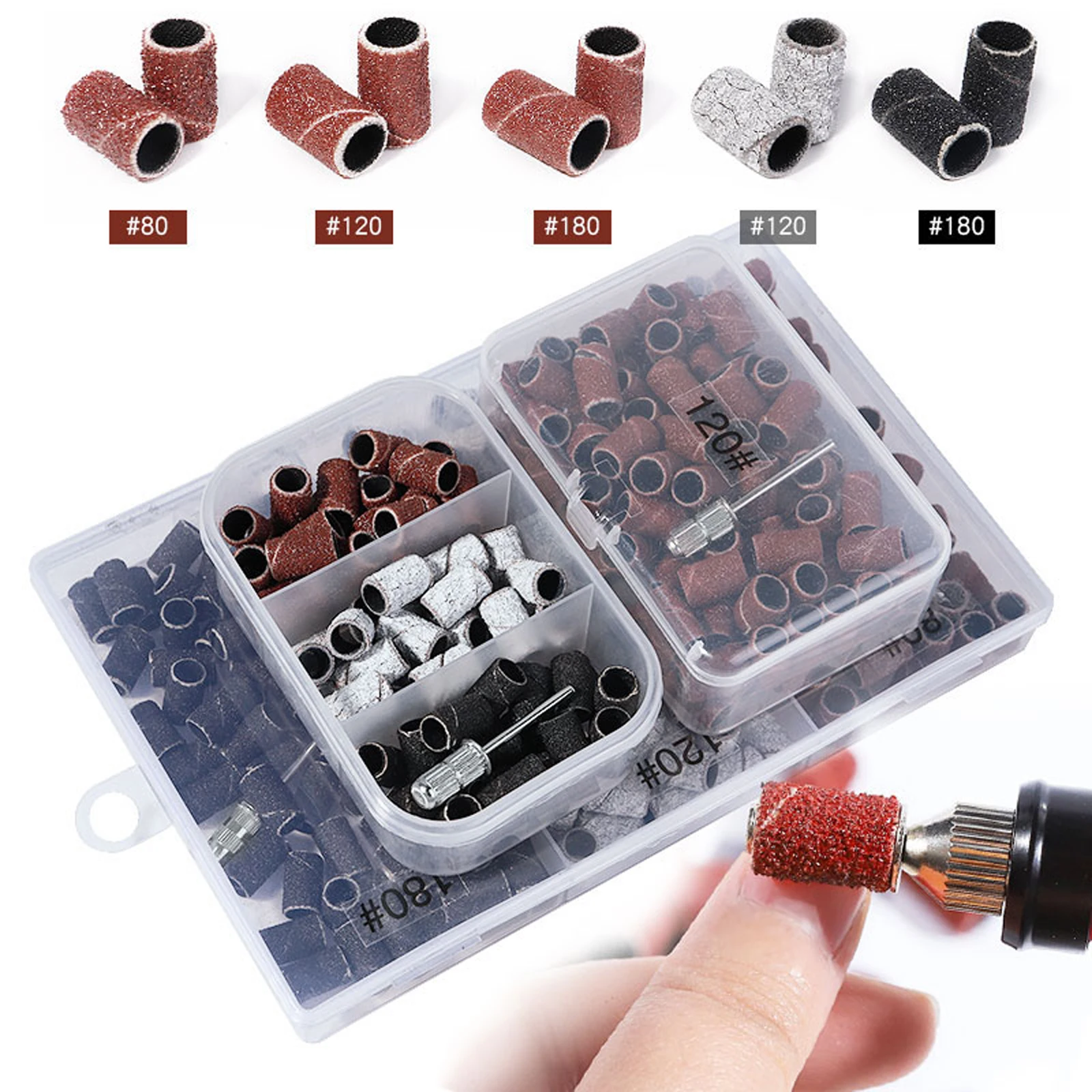 80    /120    /180    매니큐어 헤드 샌드 링 링 샤프트 네일 리무버 전기 드릴 액세서리 네일 도구에 적합한 죽은 피부