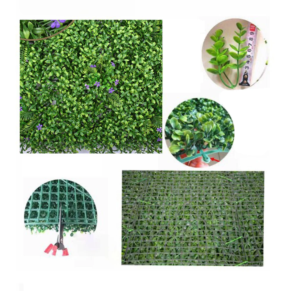 Artificial Plants Grass Square Plastic Lawn Plant Wall Panel Boxwood Hedge Greenery Green Decor For Hotels Living Wall Decor