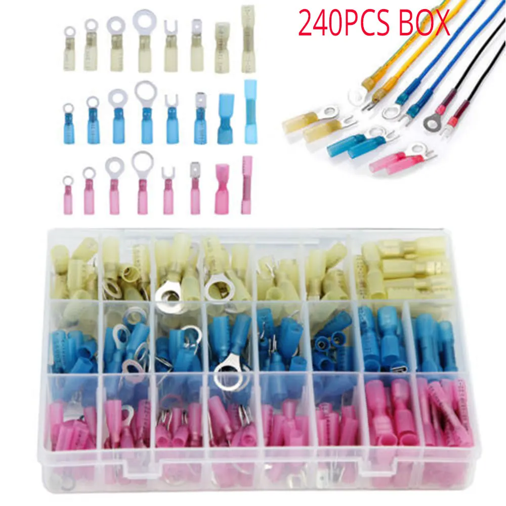 Description Picture 3 of item240 PCS Heat Shrink Wire Connectors Electrical Terminals Kit Waterproof Marine Automotive Terminals Set