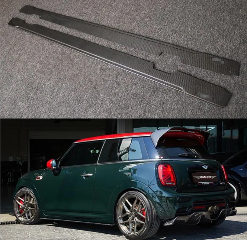 Kit de saias de corpo de extensão lateral, tampa labial, fibra de carbono, estilo DUELL, Mini F55, F56, Cooper, S, JCW, 2 portas, 2014-2023