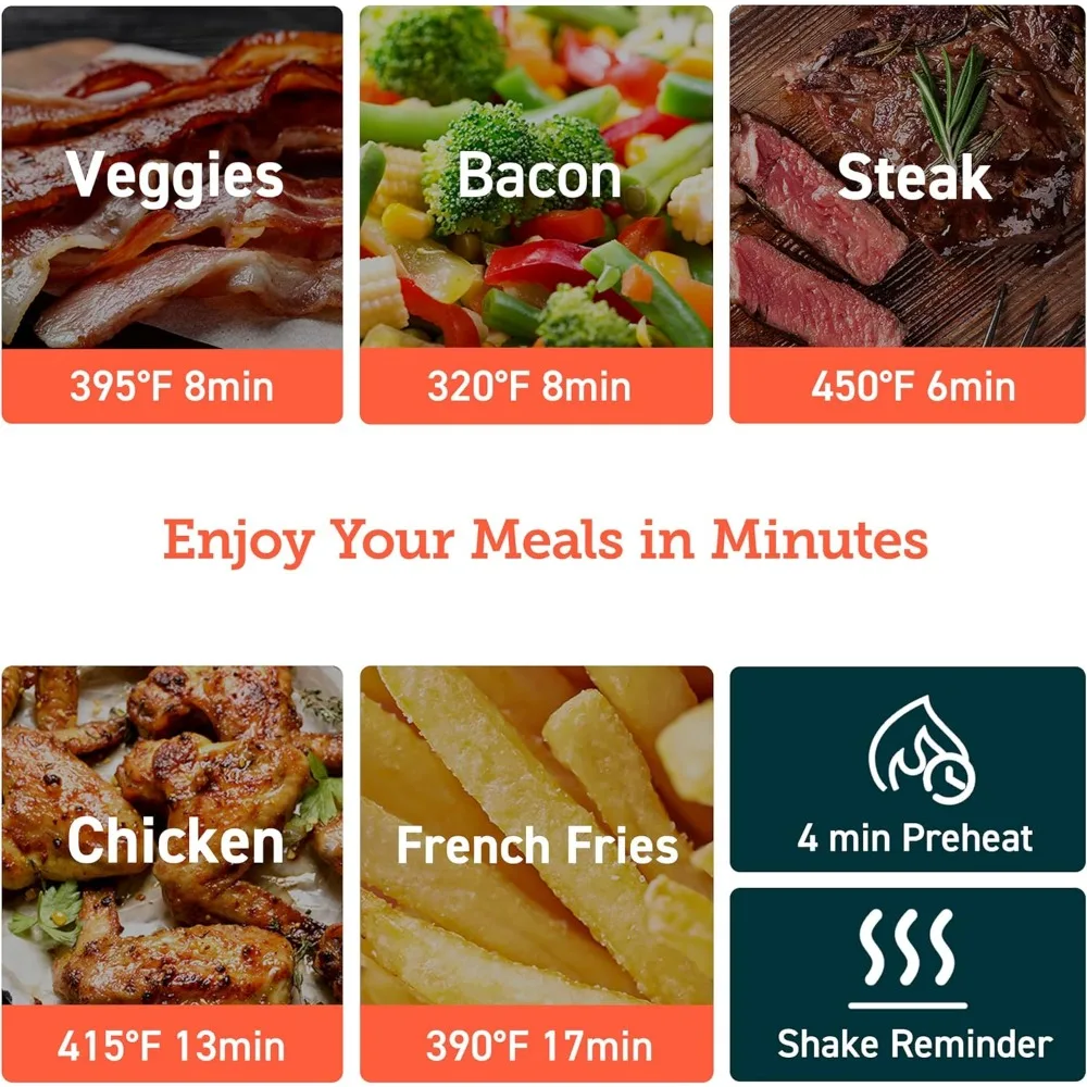 Air Fryer 4 Qt, 7 Cooking Functions Airfryer, 150+ Recipes on Free App, 97% less fat, Dishwasher-safe, Smart, Truffle Gray 3