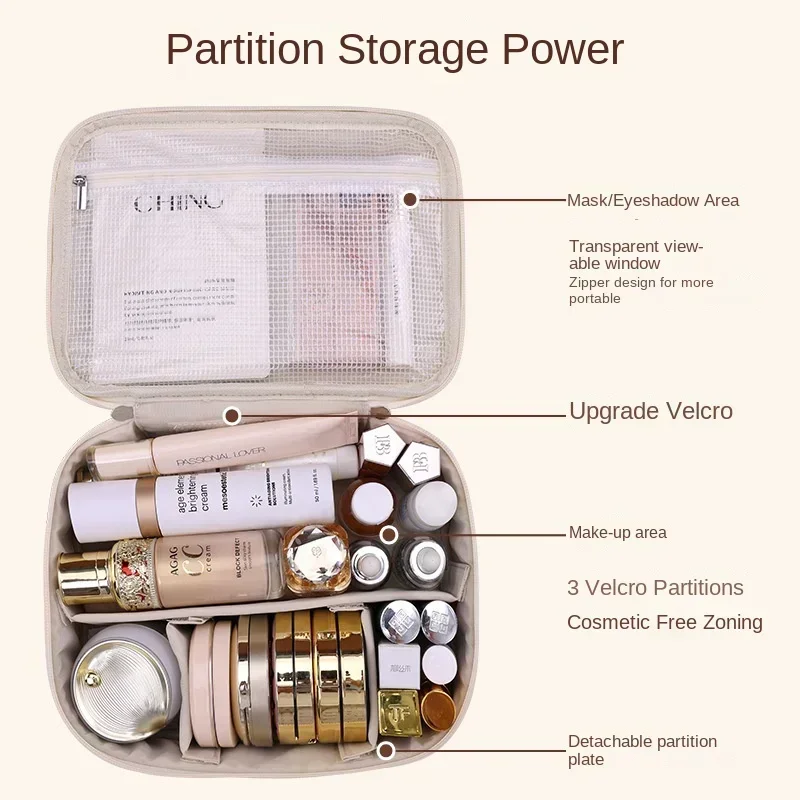 Women's Double Layer Makeup Bag Large Capacity Cosmetic Bag Designer storage bag Cosmetics Organizer Travel Essentials 3