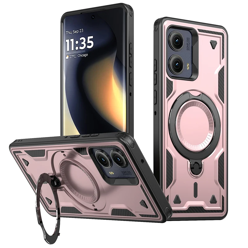 ELVEV Magnetic Dropproof Phone Case with Rotatable Ring Stand