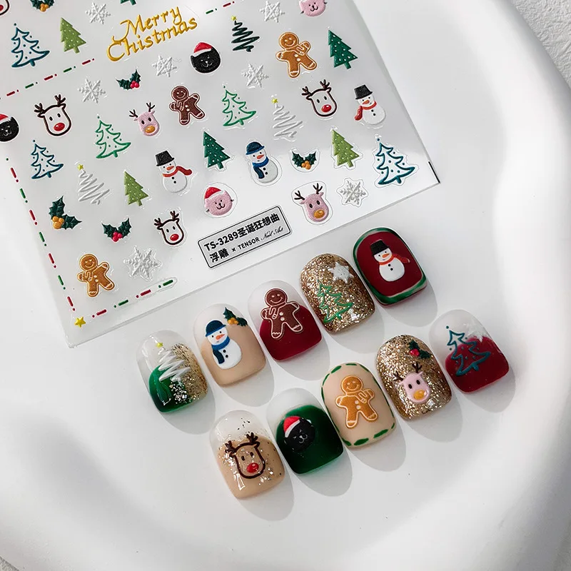 

Winter Red Gonk Nail Art Sticker Christmas Rhapsody Serie Cartoon Santa Claus Elk Design Adhesive Slider Snowman Thin Tough Cute