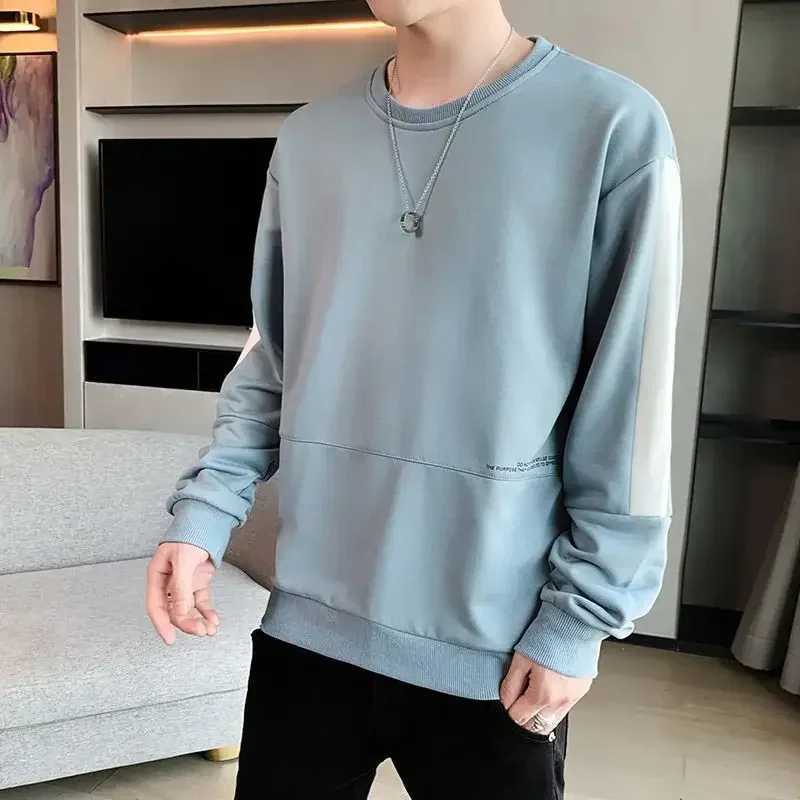thumbnail image 1 of Sudadera para hombre, sin capucha, ropa masculina, top estampado azul, jersey con letras, moda Harajuku, nueva, sudadera de una pieza, algodón, tallas S, 1 of 5