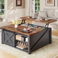 31.5" Lift Top Coffee Table with Storage, Square Coffee Table for Living Room, Farmhouse Coffee Table with Large Hidden 1