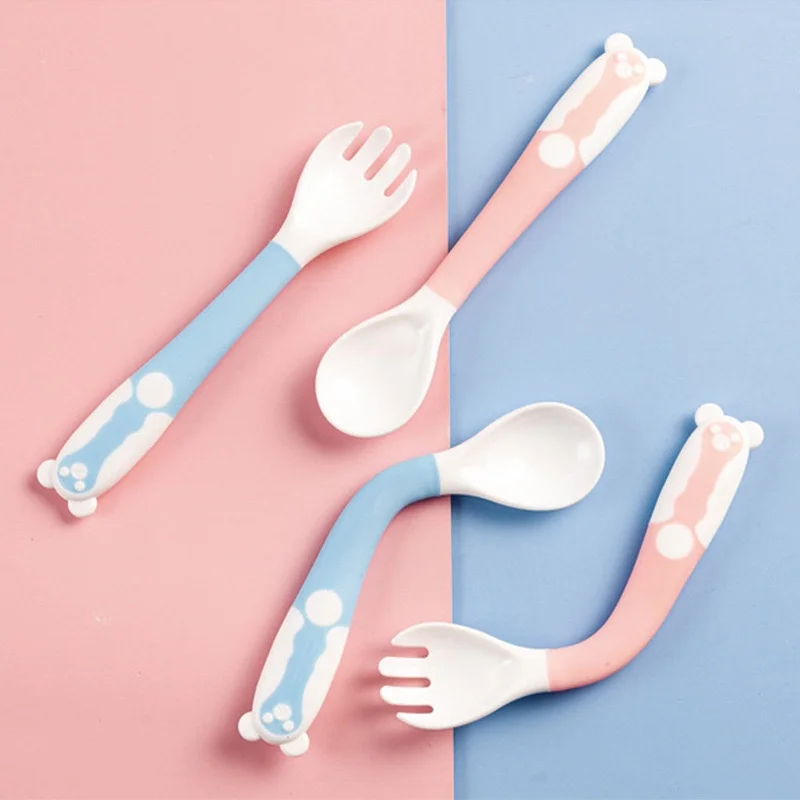 2pcs/set Baby Infant Baby Spoon Solid Feeding Supplies Pacifier Bending Spoon Utensils Flatware Children Tableware High Quality 5