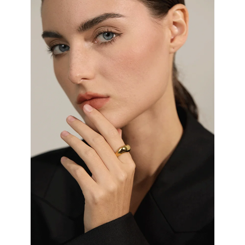 2025 Fashion Style Minimally smooth metal geometry YHPUP stainless steel ring, waterproof, polyvinyl chloride coating, artificial_voghion.com