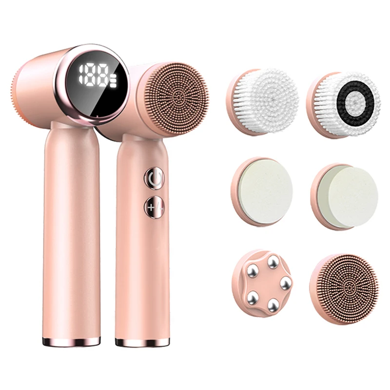 

Hot Selling Multifunctional 6In1 Rechargeable Soft Cleaning Brush Silicone Face Wash Brush Household Skin Cleaner
