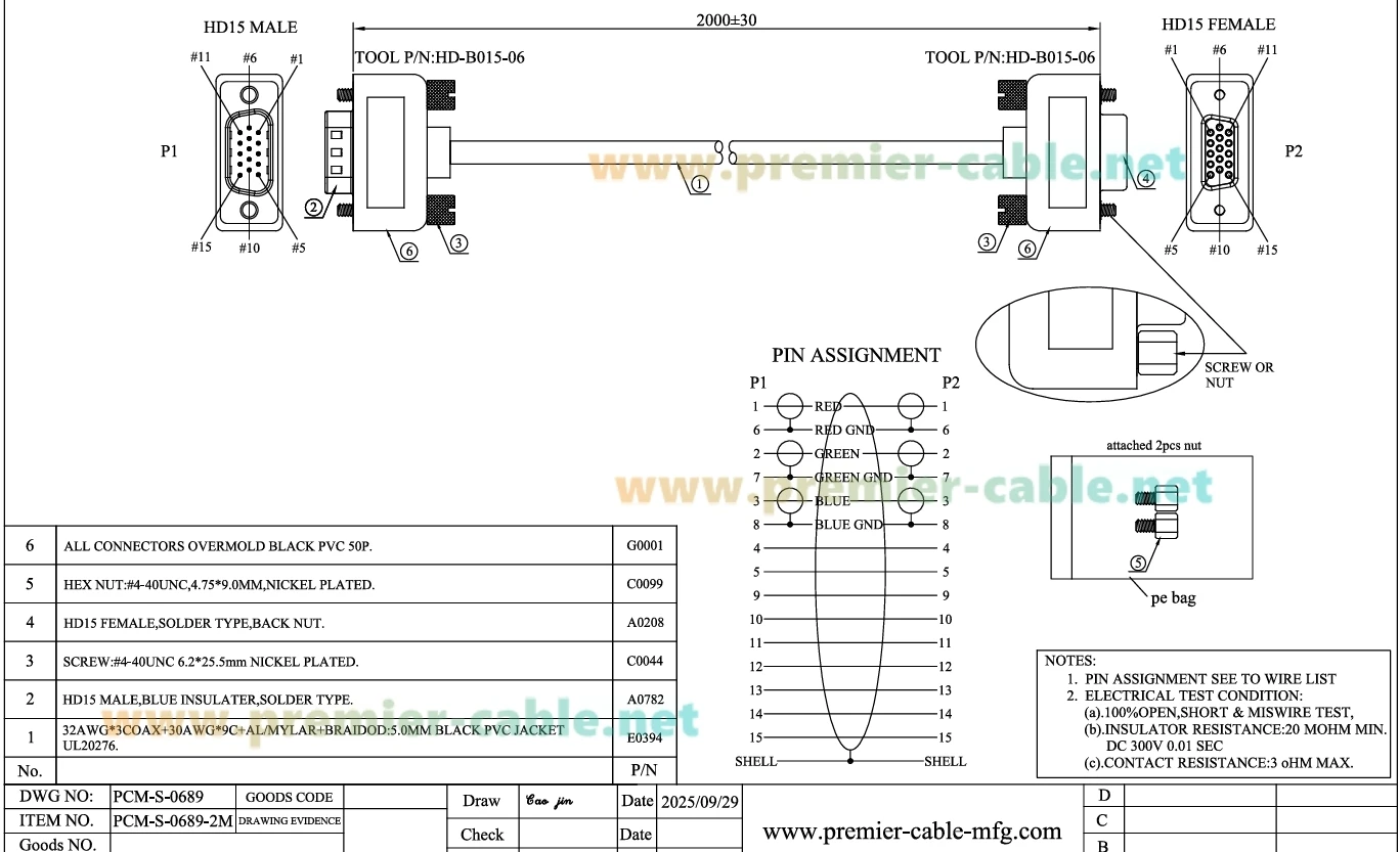 Flaches HD15 Stecker-zu-Buchse Verlängerungskabel mit Schraubpaneelmontage, Ultra-Dünnes SVGA VGA Monitor-Videokabel, Unterstützt 1920x1080P – Detail 1