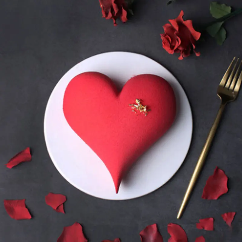 2 Stampi Per Torte A Forma Di Cuore In Silicone Alimentare - 3D Per Cioccolatini, Mousse, Budini - Dimensioni 21,5x10,5x1,8cm - 2