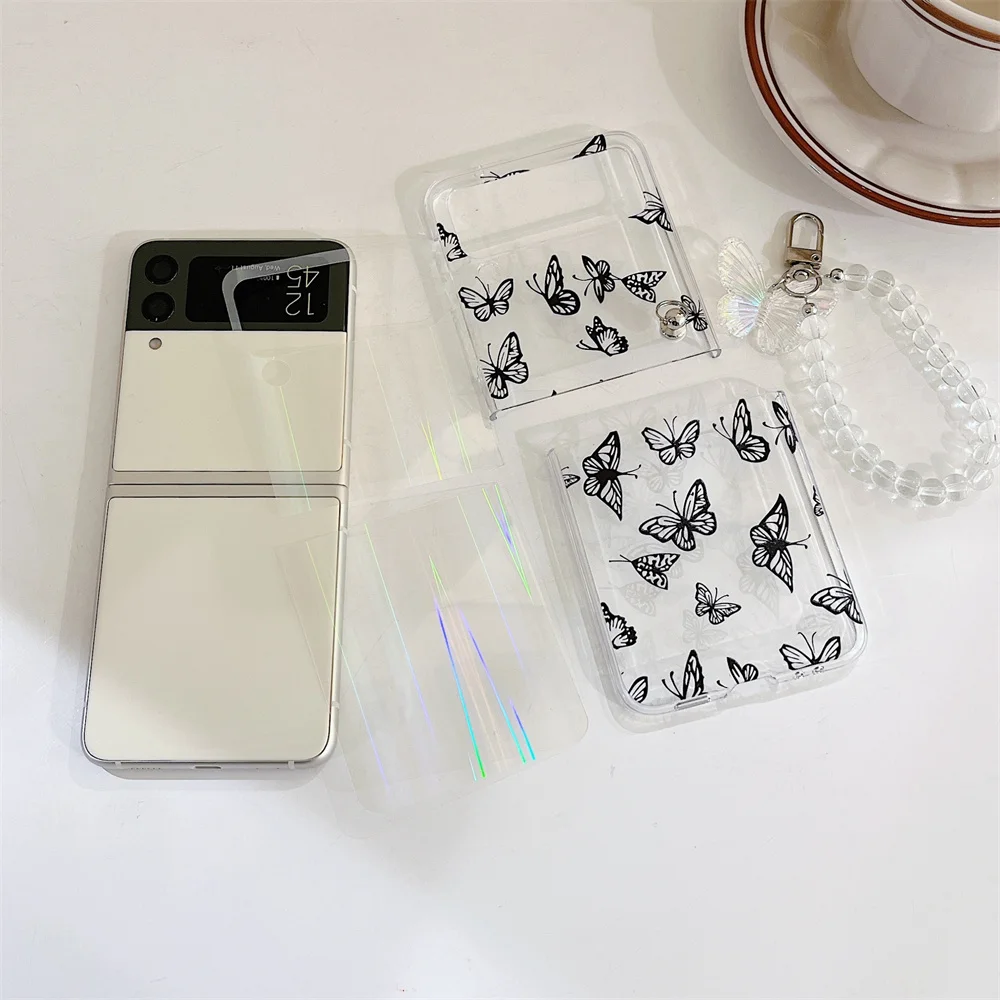 2022 New Hard PC Phone Capa Case For Samsung Galaxy Z Flip 3 5G Butterfly Funda Para Cover For Galaxy Z Flip1 2 핸드폰 케이스 Case case for galaxy z flip3 Galaxy Z Flip3 5G
