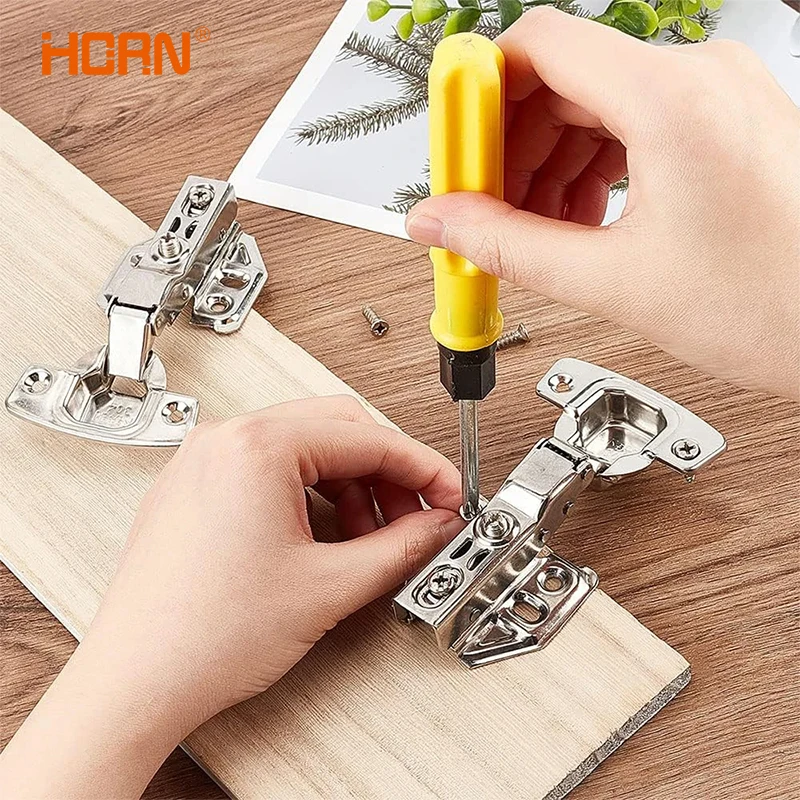 Stainless Steel Door Hinges 2 Pcs Stainless Steel Cabinet Door Hinges Hydraulic Damper Buffer Soft Close Quiet Wardrobe Door Concealed Hinges with Screws