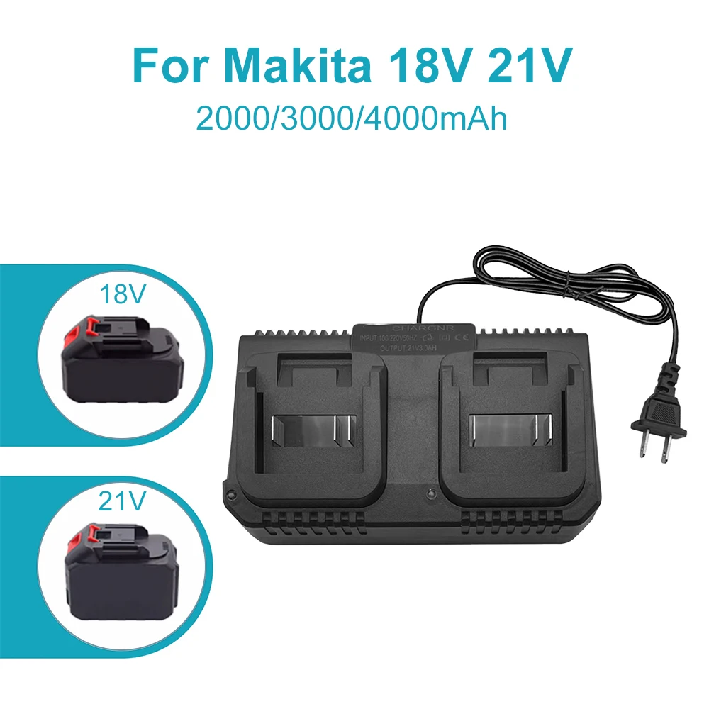 Two-seater Lithium-ion Battery Charger Replacement for Makita BL1415 BL1815 BL1830 BL1850 Electric Drill Grinder Power Tool