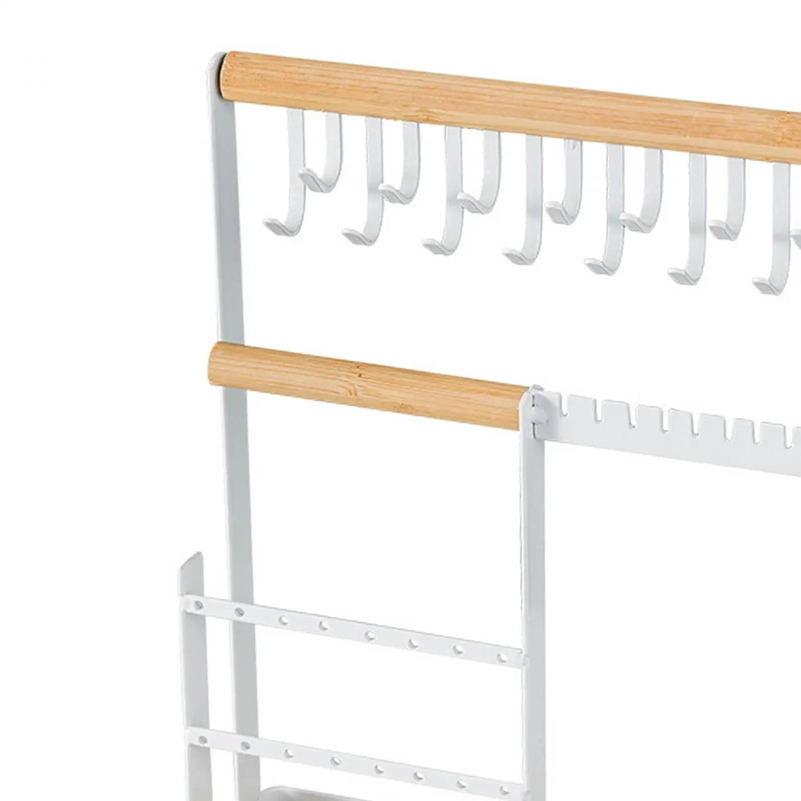 

Jewelry Display Stand Jewellery Holder with Wooden Tray and Hook Organizer Elegant Showroom Bangles Earrings Jewelry Display