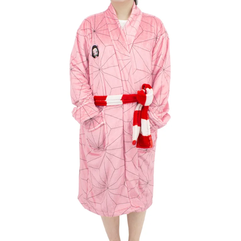 

Anime Kamado Nezuko Cosplay Pajama High Quality Sleepwear Nightgown Warm Pyjamas