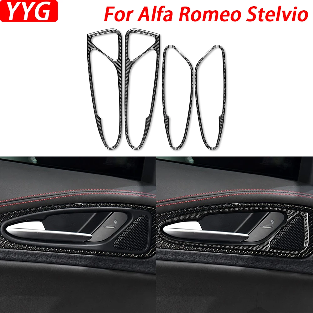 

Панель дверной ручки из углеродного волокна для Alfa Romeo Stelvio 2016-2022, декоративные полосы, аксессуары для украшения интерьера автомобиля, наклейка