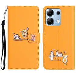 3D Animal Leather Wallet Flip Phone Case for Xiaomi Redmi Note 13 Pro Plus (Yellow)