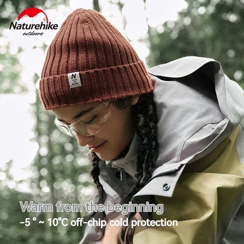 Naturehike Winter Wool Knitted Hat Warm Polar Fleece Cap for Men Women Outdoor Camping Hiking Skiing Sport Double Layer Thicken