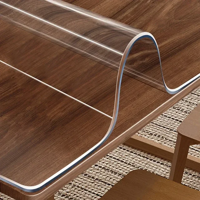 Nappe transparente en PVC d'épaisseur, tapis de table à manger résistant à la chaleur, imperméable et résistant à l'huile, 1 pièce 4