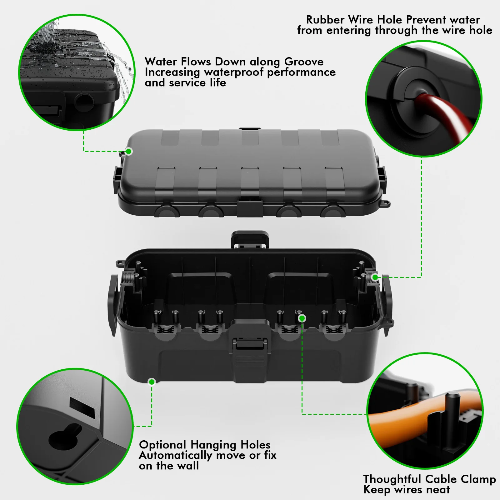 Durable Weatherproof Outdoor Electrical Junction Box - Medium, IP54 Rated, Wall-Mounted