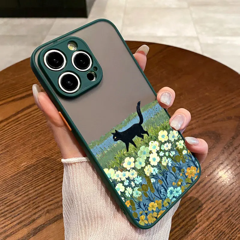 Black Cat Cartoon Shockproof Landscape Phone Case - Stylish Back Cover