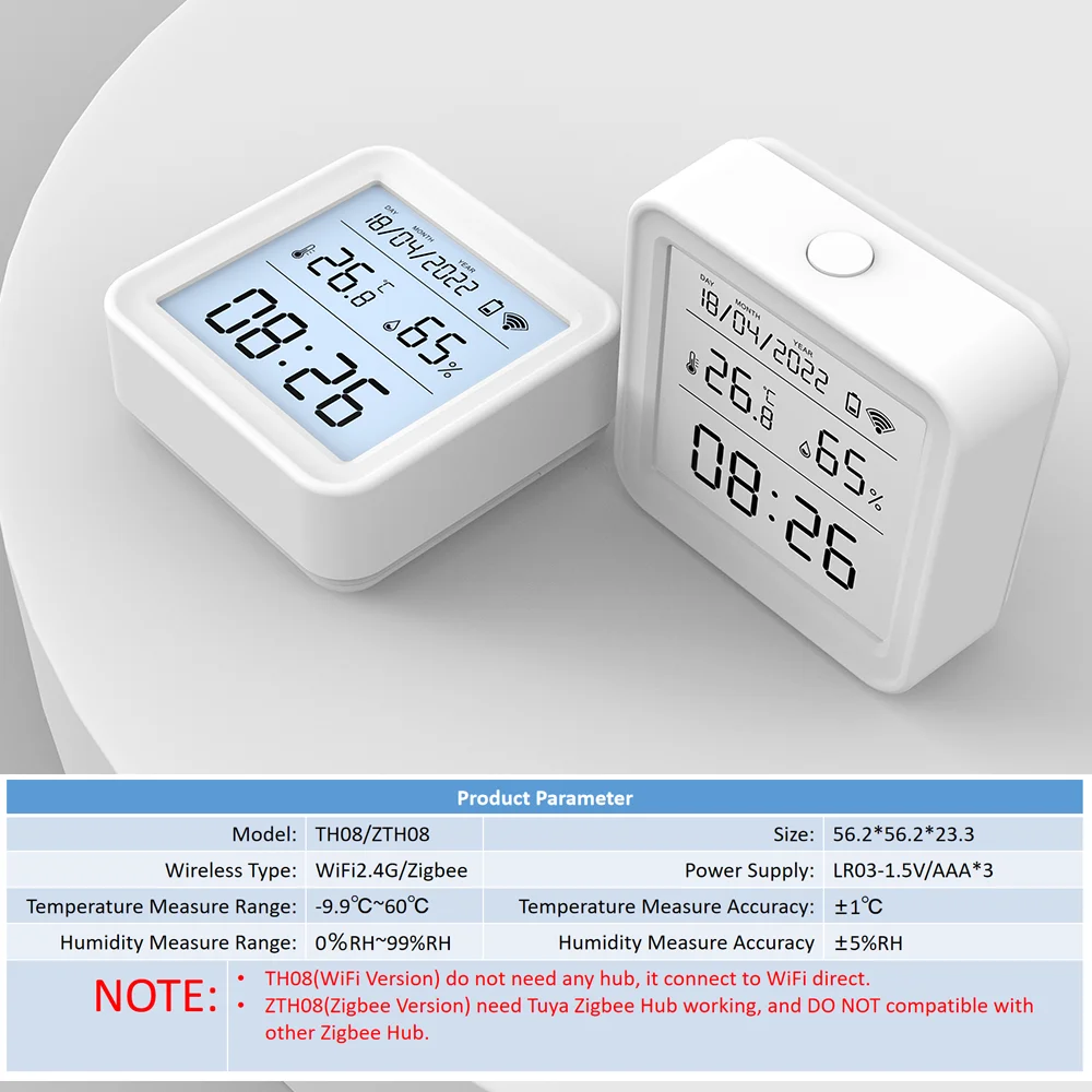 Termoigrometro Wi-Fi Con Sensore Di Temperatura Wireless E Allarme Tramite App Tuya – Compatibile Con Alexa E Google Home, Registratore Dati Per Interni