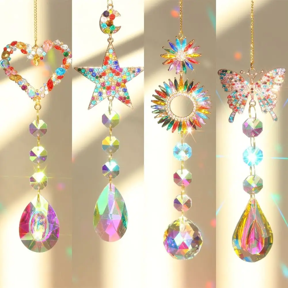 Room Rainbow Suncatcher Diamond Love Star Butterfly Rainbow Hanging Glass Prisms DIY Window Ornament Suncatcher Pendant