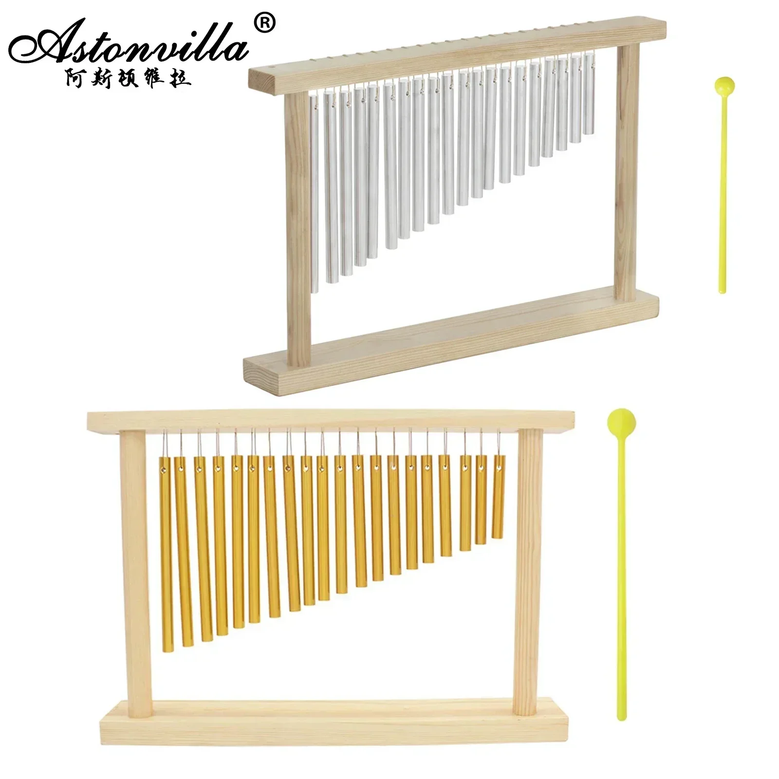 Wind chime stand standing wooden frame playing wind chime 20 tone with stick percussion instrument decoration