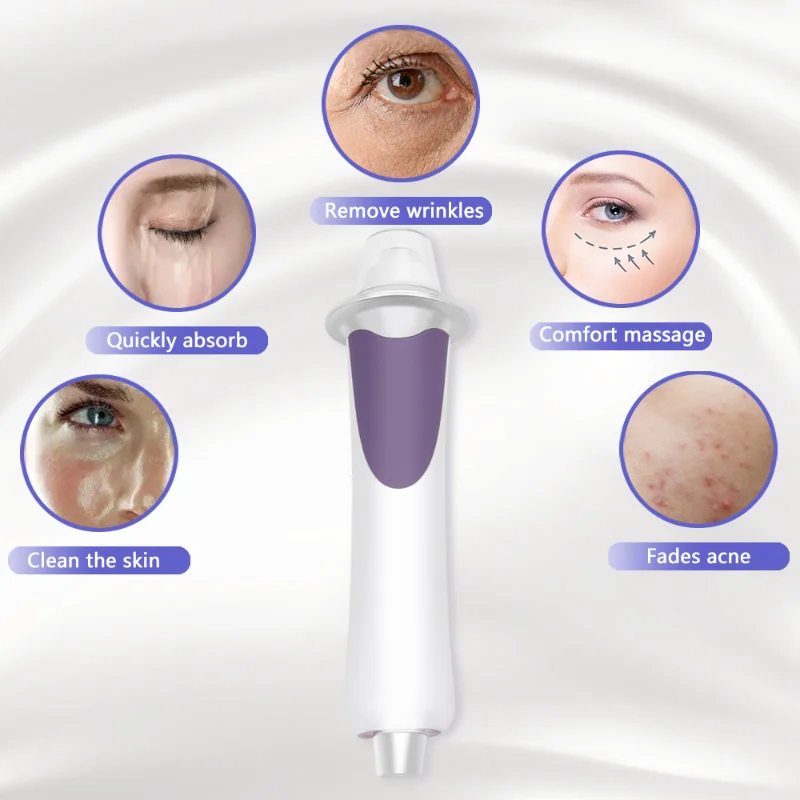 Purple EMS Facial Oxygen Injection Machine Micro Current Blushing Light Warm Heat Remove Wrinkle Anti-aging Beauty Instrument