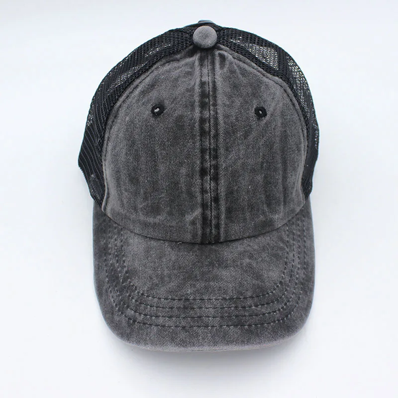 Casquette Baseball Femme Avec Trous Tressés – Queue De Cheval Intégrée – Coton Respirant – Réglable – Gris Foncé Cœur - 10