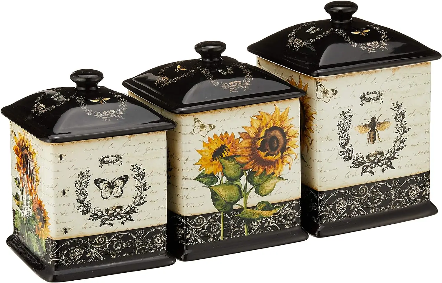 

Piece French Sunflowers Canister Set, 56 oz/60 oz/96 oz, Multicolored