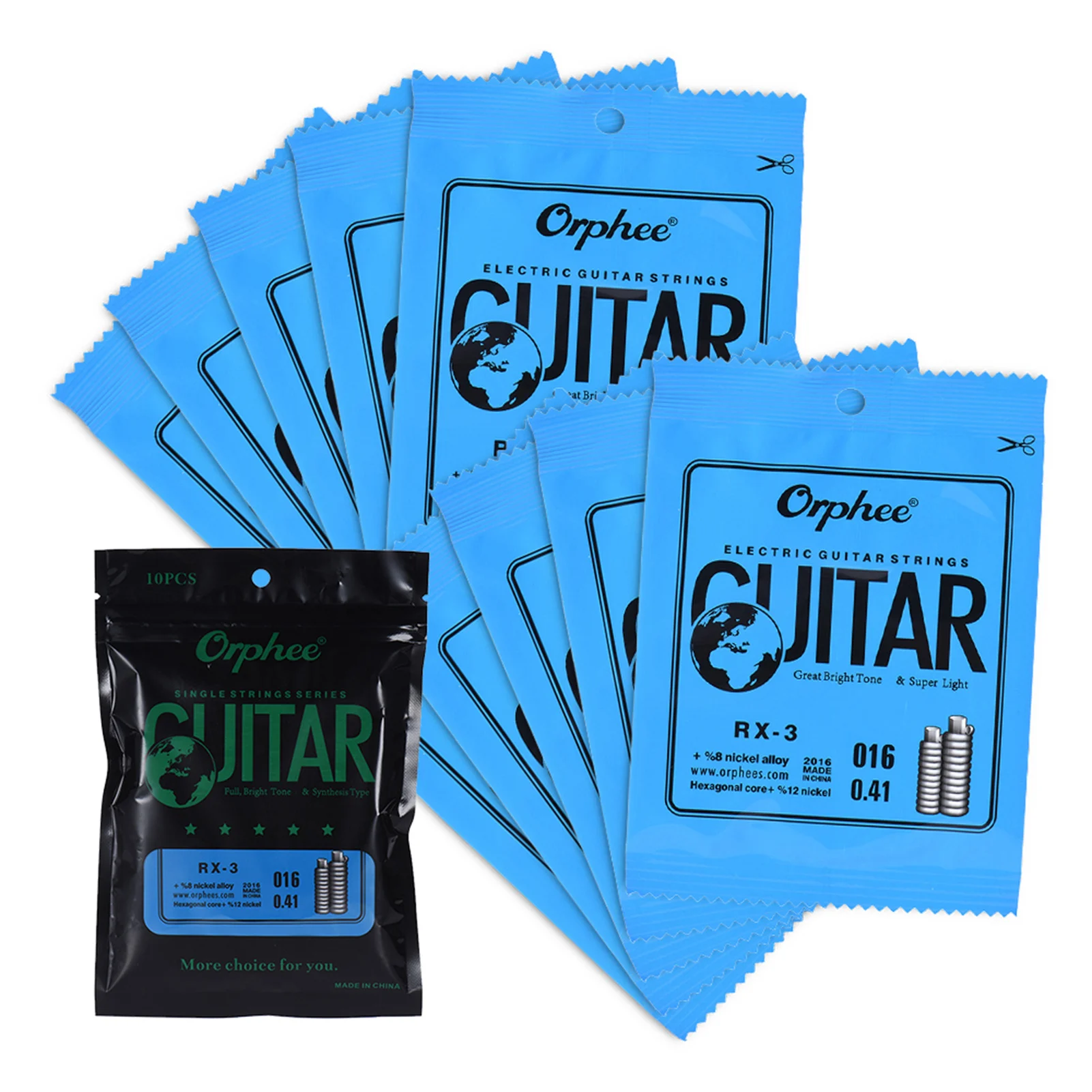 Guitar strings musical instruments accessories guitar parts Orphee RX-1 single string replacement for electric guitar 1st E-String (.009) 10-Pack nickel alloy super light tension 85cm