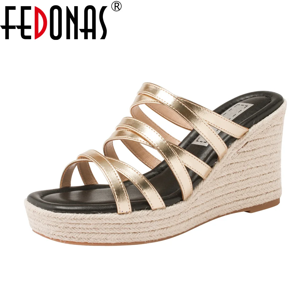 

FEDONAS Fashion Women High Wedges Heels Sandals Genuine Leather Comfort Casual Shoes Woman Summer Leisure Platforms Shoes Sandal