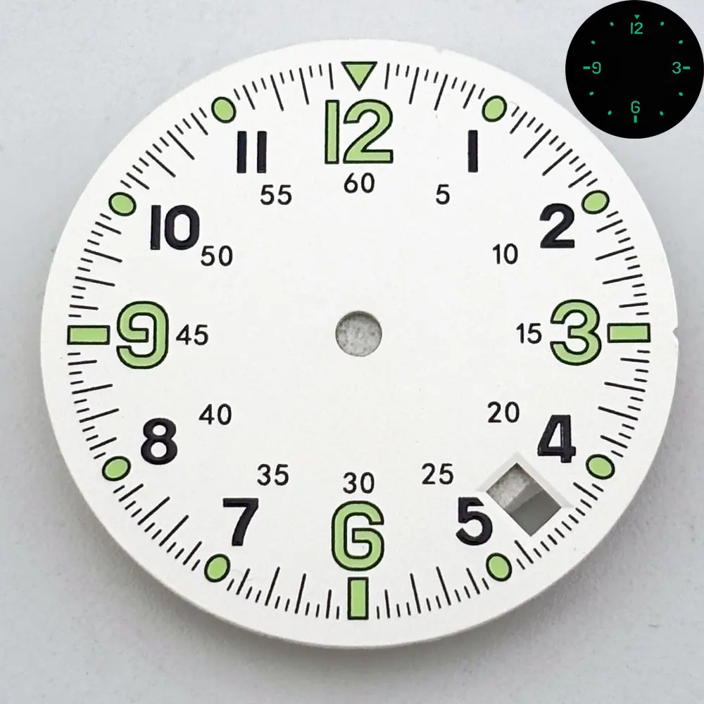 Green Blue Dual Time Zone Watch Dial with C3 Luminous and Single Calendar