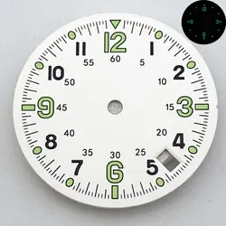 Green Blue Dual Time Zone Watch Dial with C3 Luminous and Single Calendar (White)