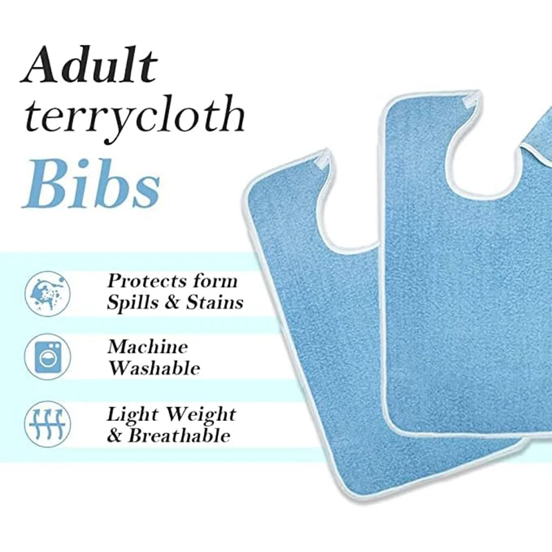 Premium Adult Bibs Unisex Adult Bibs Washable Eating Cloth Reusable Large Bibs for Women Men Elderly Seniors Clothing Protectors - 3